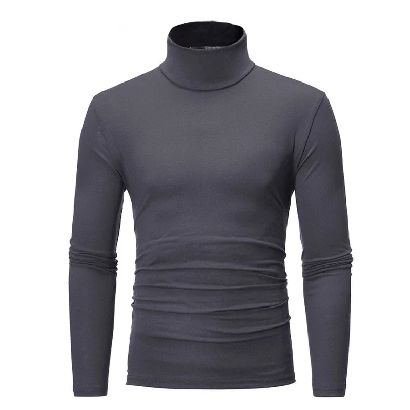 Spring Autumn Thin Men Pullovers Sweaters Turtleneck Knitted Sweater For Men Cotton Clothing Male Sweaters Full Black White Tops