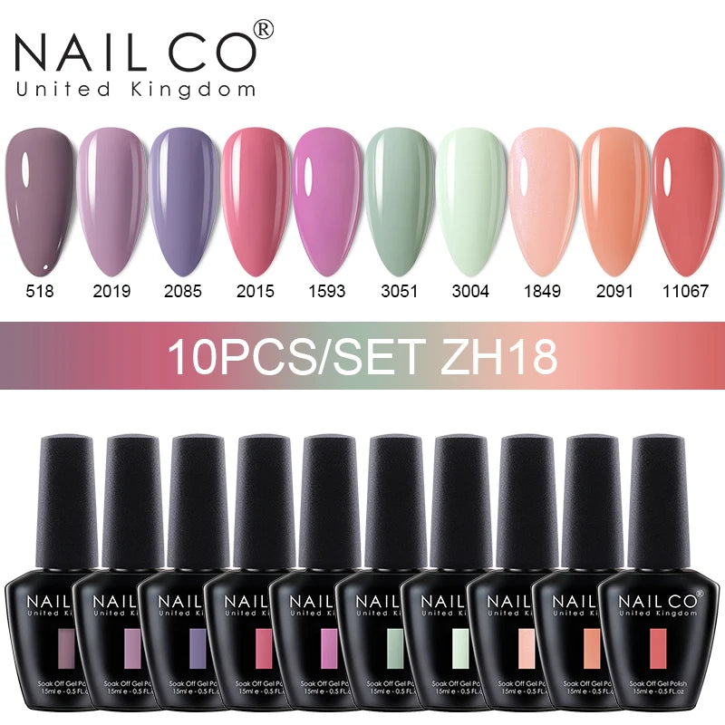 NAILCO 15ml 10/20pcs Gel Nail Polish Set Spring Summer Color UV Gel Nail Art All For Manicure  Gel Paint For DIY Professionals