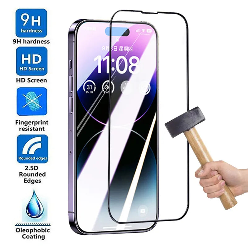 5Pcs Anti-Burst Tempered Glass For Apple iPhone 15 14 Plus 13 12 Mini 11 Pro Screen Protector iPhone X XR XS Max Protection Film