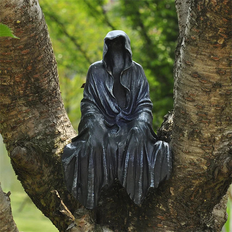 Black Grim Reaper Statue Thrilling Robe Nightcrawler Resin Desktop Figurine Ornaments Horror Ghost Sculpture Decorations Gift