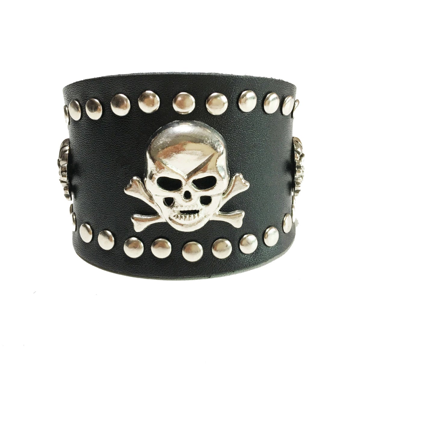 Charm Wide Wristband Leather Skull Trend Punk Style Rivet Hand Strap Performance Rock Bracelet Cuff Bangle for Men WristBracelet