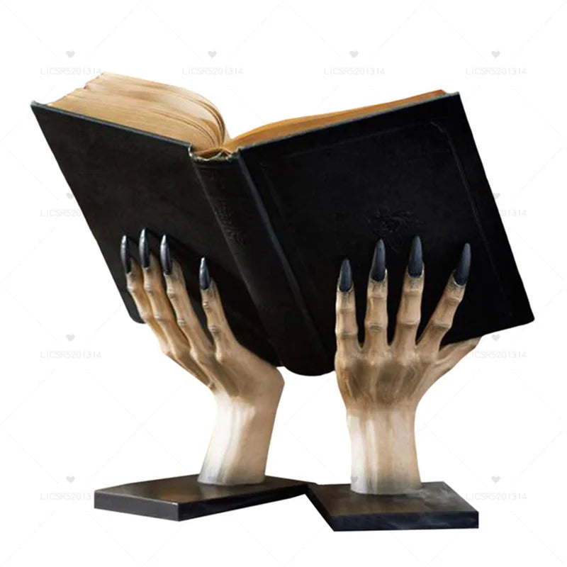 Halloween Witch Book Stand Halloween Resin Statue Witch Hand Bookends Halloween Party Table Decoration Witch Hands Book Holder