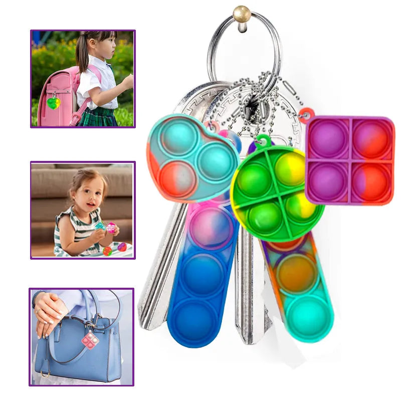 10/30PCS Pop Fidget Toys Mini Pop Keychains Toddler Toys Fidgets Pack Sensory Toys Bulk Packs Reduce Pressure Party Favors Gifts