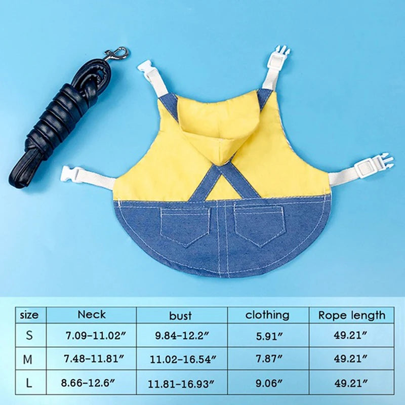 Pet Rabbit Clothes Denim Jacket Coat Small Animal Harness Leash Vest Bag Hat Set for Ferret Bunny Hamster Small Pet Supplies