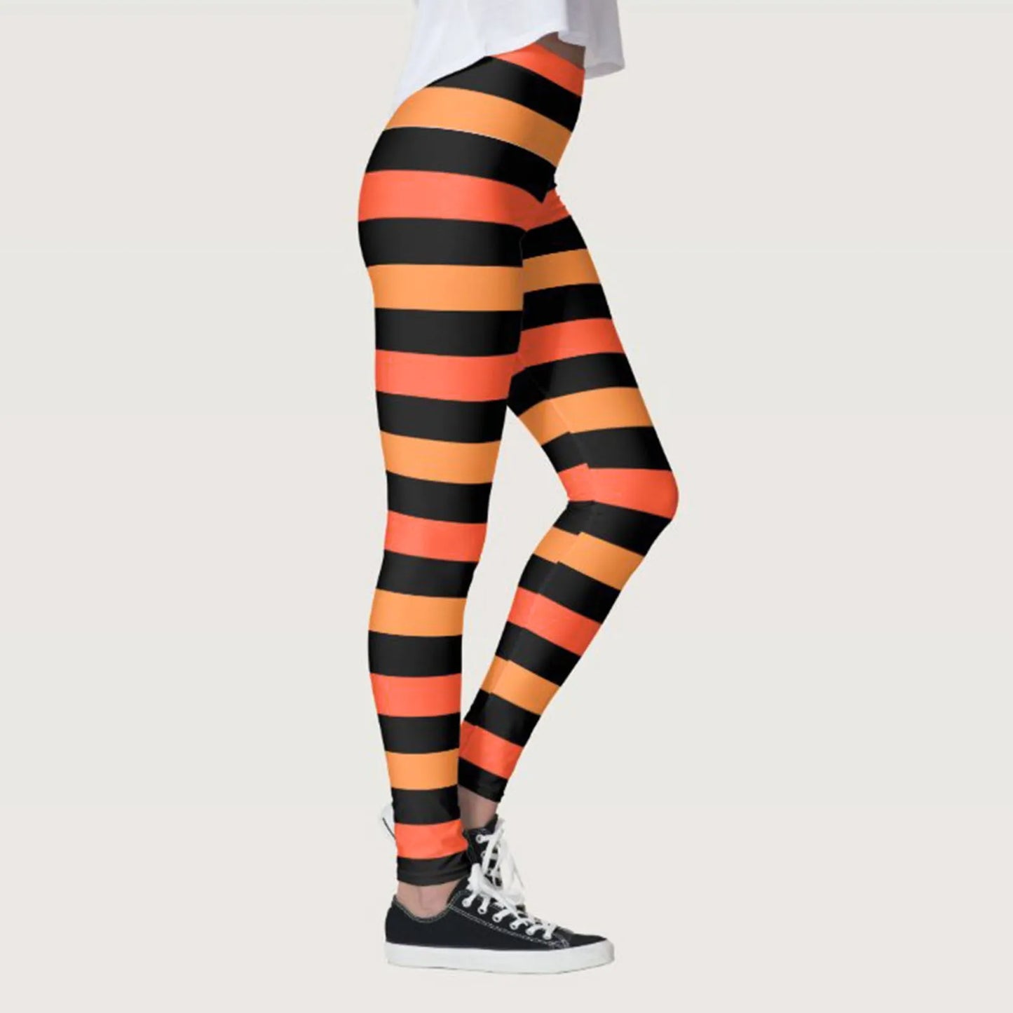 Striped Yoga Legging Women Print Goth Style Long Tights Casual Punk Ladies Sport High Waist Workout Elastic Leggings Halloween