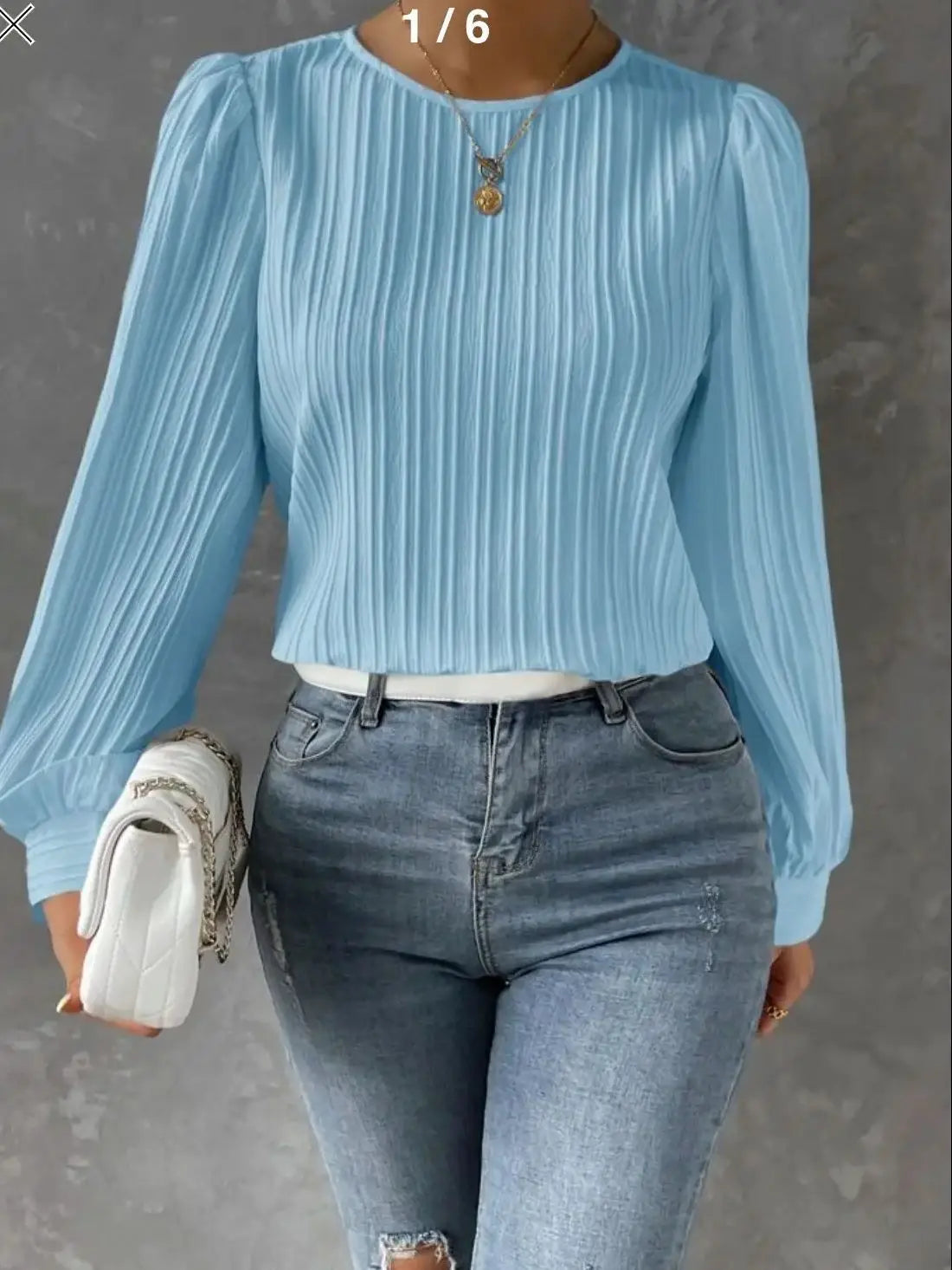 Women's Fall New Casual Shirts Female Solid Round Neck Long Sleeve White Blouses Clothes