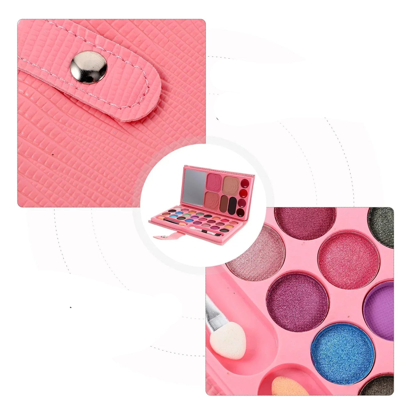 33 Colors Eye Shadow Powder Blush Lipstick Lasting Cosmetics Makeup Set with Mirror For Beginner Kids Travel Portable Palette