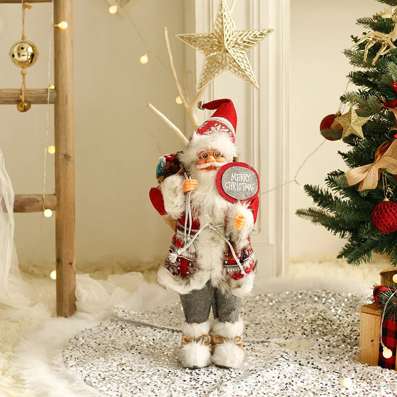 60cm Large Santa Claus Merry Christmas Decorations for Home Happy New Year 2023 Fabric Knitting Clothes Doll Window Decor