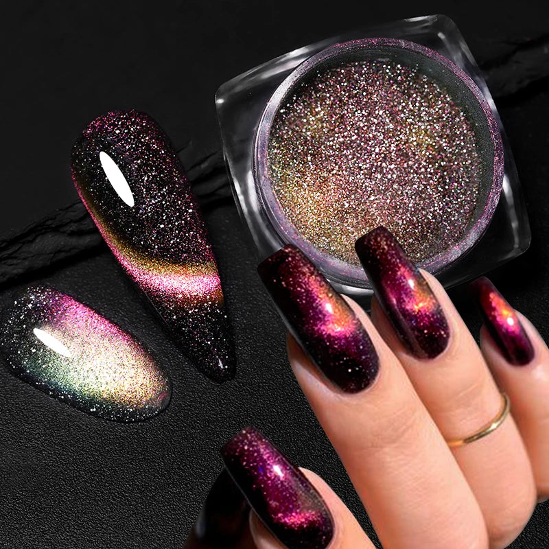 Reflective Magnetic Nail Powder Chameleon Glitter Dust Metallic Nail Art Chrome Shiny Pigment Supplies Nail Manicure Decorations