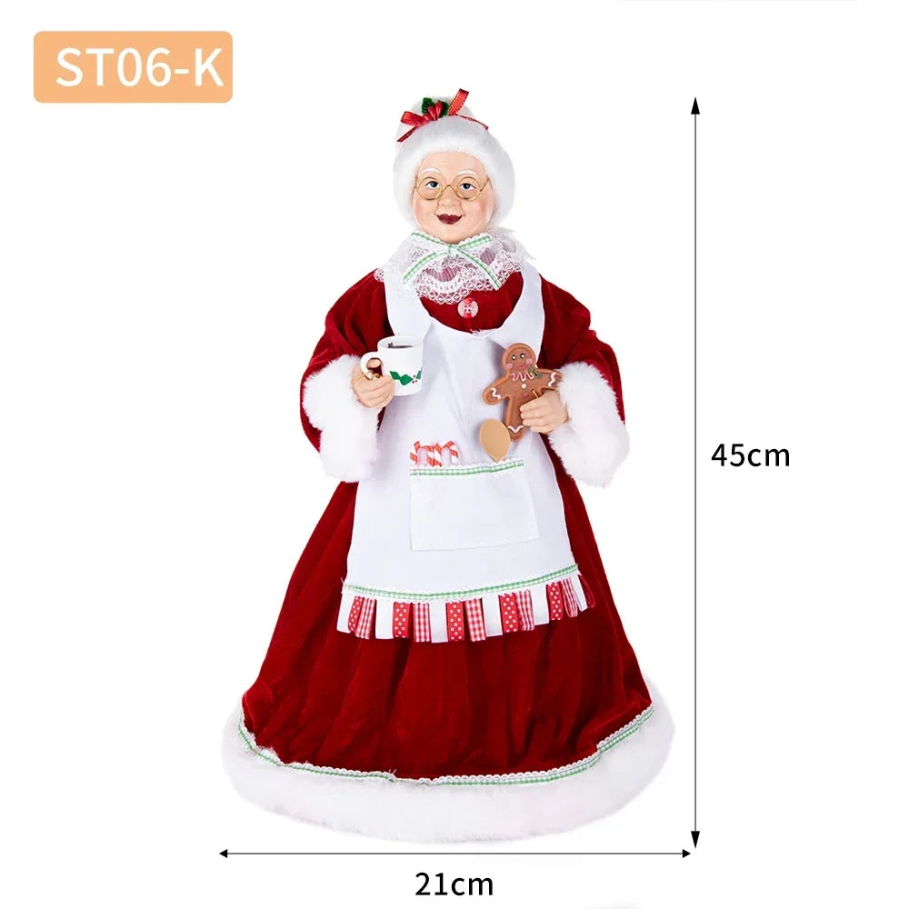 Santa Claus Granny Doll 50cm Standing Santa Claus Ornament Christmas Scene Doll Decoration 2024 Christmas Gift For Children