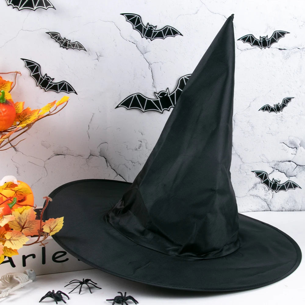 3/5pcs Halloween Black Witch Hat Yard outdoor garden Hanging Witch Hat Halloween Party Cosplay Costume Props Decor Wizard Cap