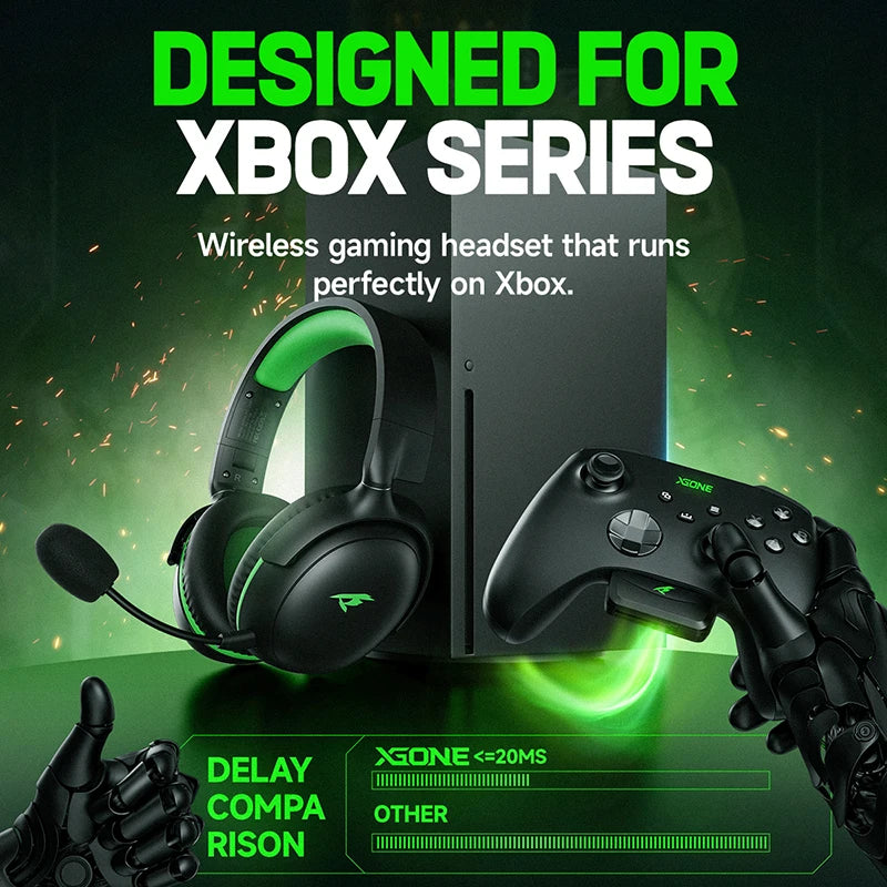 Kofire XG-ONE 2.4GHz XBOX Gaming Headset Wireless Headphones 53mm Speaker 3D Sound ENC Mic Foldable Triple-mode Wired for Gamer