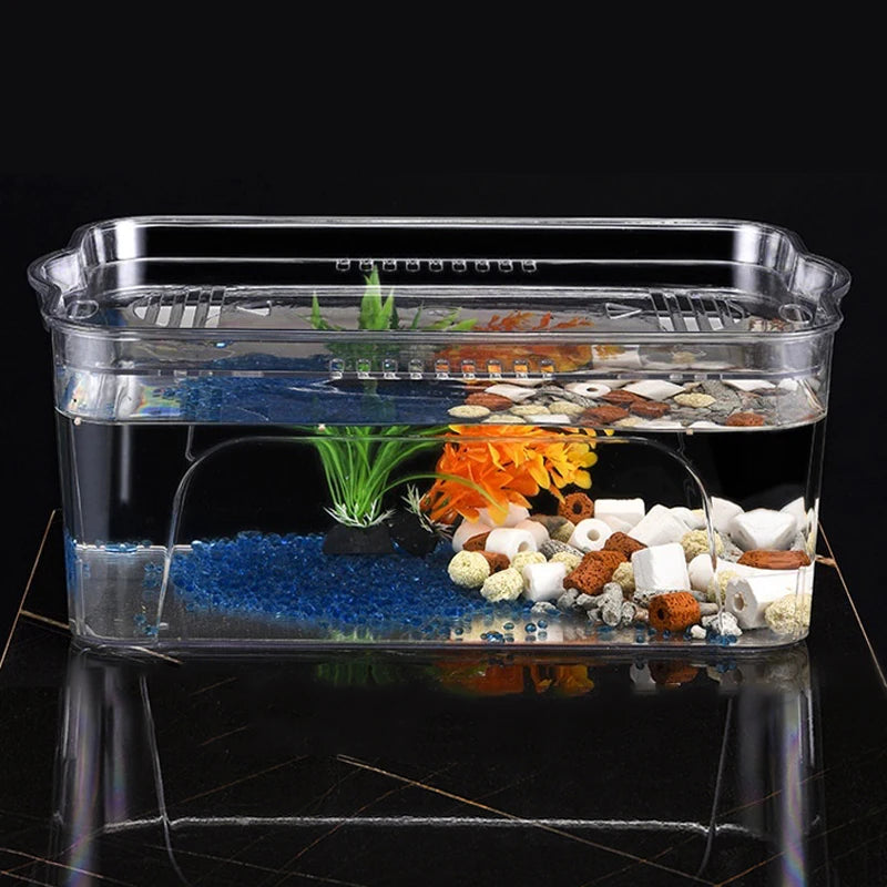 Aquarium Box Plastics PET Mobile Small Ecological Water Tank Ultra-white Organic Glass Explosion-proof Fish Tank Home Decor