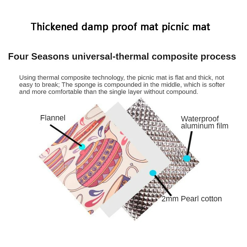 Outdoor picnic mat Thickened 4mm waterproof folding beach mat Portable sleeping Yoga mat Camper camping equipment accessories