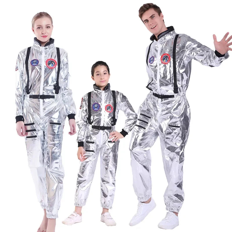 Adult Children Astronaut Costume Couples Spaceman  Cosplay Space Suit  for Halloween Family Party Dress Up Birthday Gift