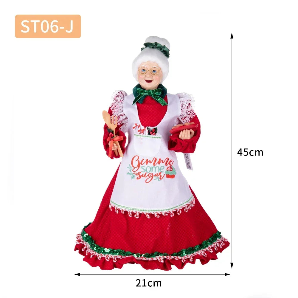 Santa Claus Granny Doll 50cm Standing Santa Claus Ornament Christmas Scene Doll Decoration 2024 Christmas Gift For Children