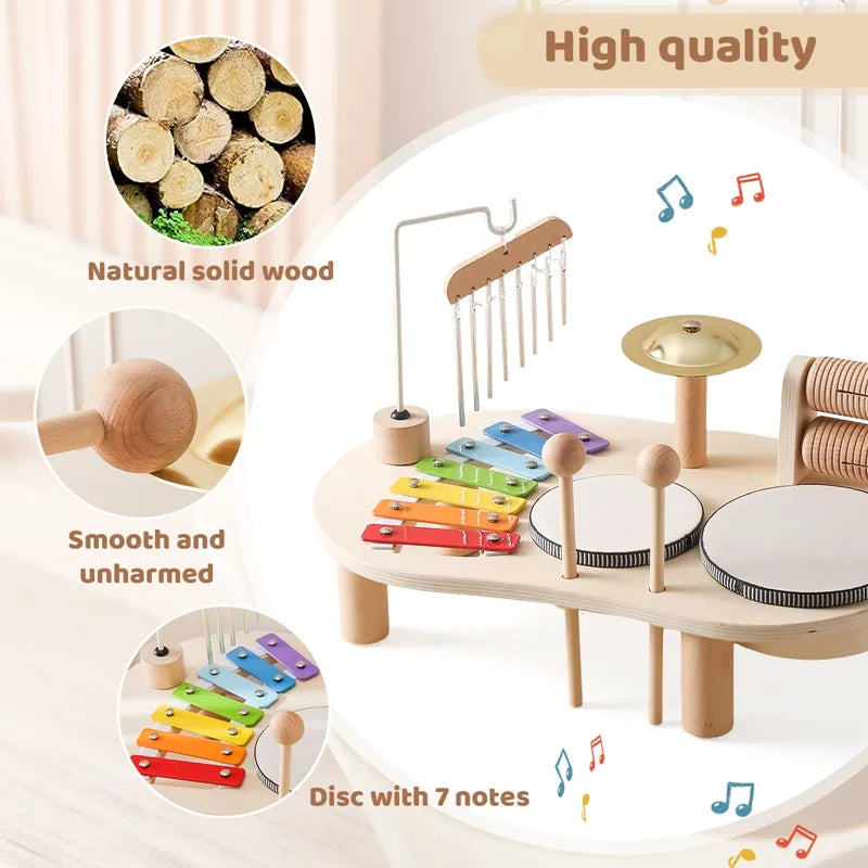 Baby Wooden Montessori Toys Bandstand Model Removable Set Mobile Drum Children Puzzle Learning Toys For Newborn Birthday Gift