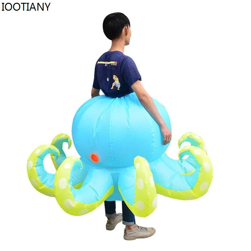 Men Women Animal Inflatable Costume Octopus Performance Props Shark Air Blow Suit Halloween Inflatable Mascot Stage Party Outfit