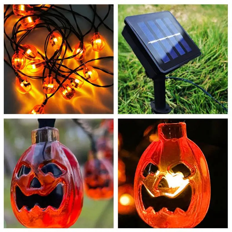 Halloween Decoration Lights Outdoor Waterproof Solar SmileyPumpkin Plug-in Horror Atmosphere Props LED Orange Yard Lights