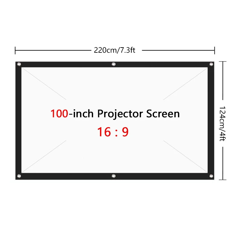 High Brightness Reflective Projector Screen 60/72/84/100/120/150 inch 16:9 Polyester fiber Cloth Anti-Crease Projection Screen