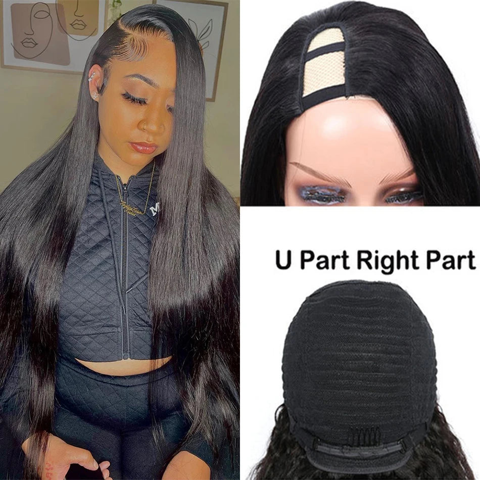 Straight Wigs Cheap U Part Wig Brazilian Human Hair Wigs For Women Virgin Hair Hot Sale Middle U Shape Wig 180 Density Wholesale