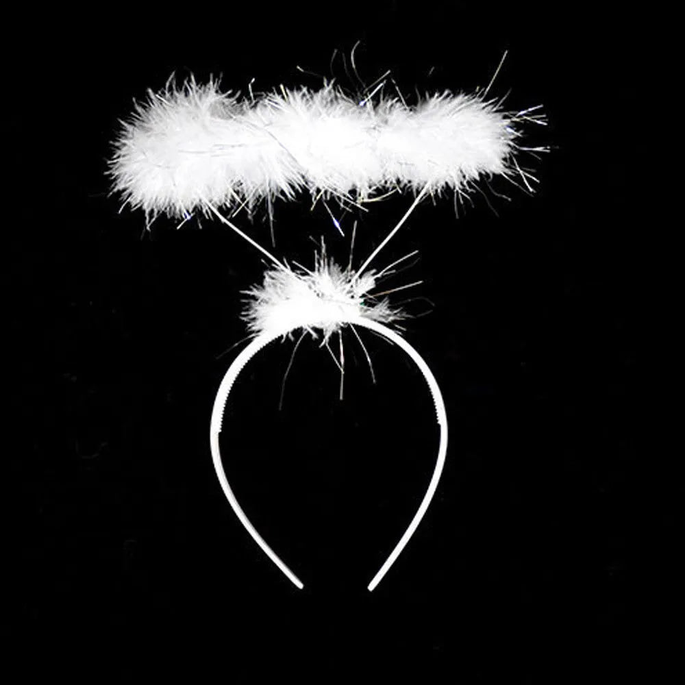 Angel Halo Headband Black White Pink Feather Angel Headband Christmas Festival Party Favor Angel Outfit Cosplay Accessories