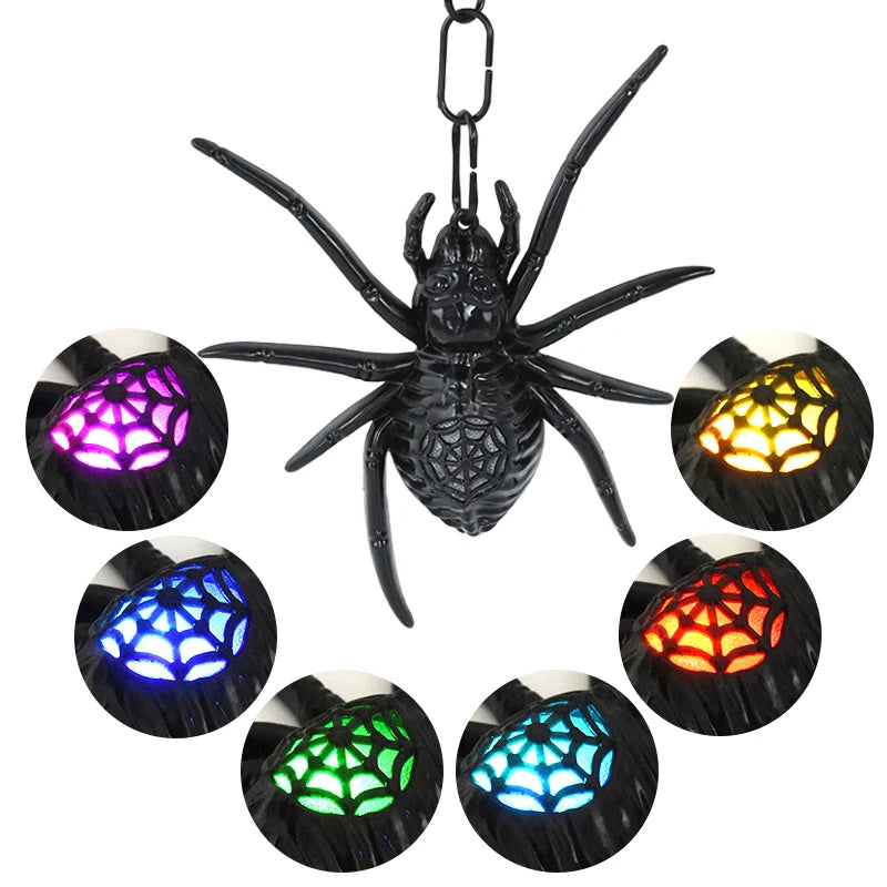 Halloween Glowing Spider LED Night Light Outdoor Door Wall Garden Home Hanging Decor Halloween Haunted House Props Decoration