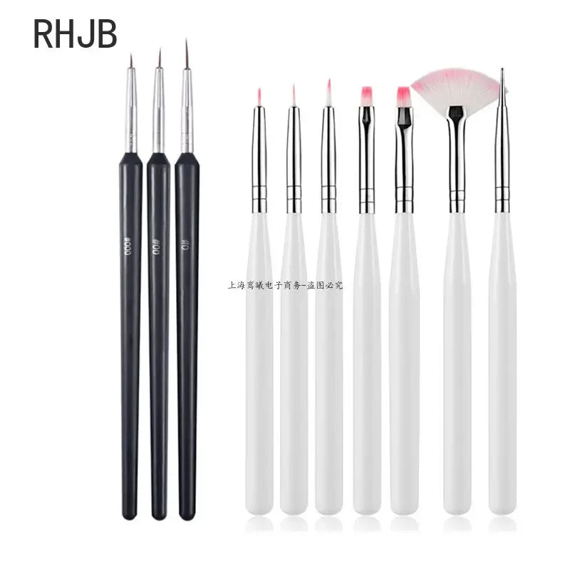 New 2025 Multiple nail art nail brush Design Tip Drawing Carving Dotting Nail Pen Builder Flat Liner Acrylic Gel Polish Manicure