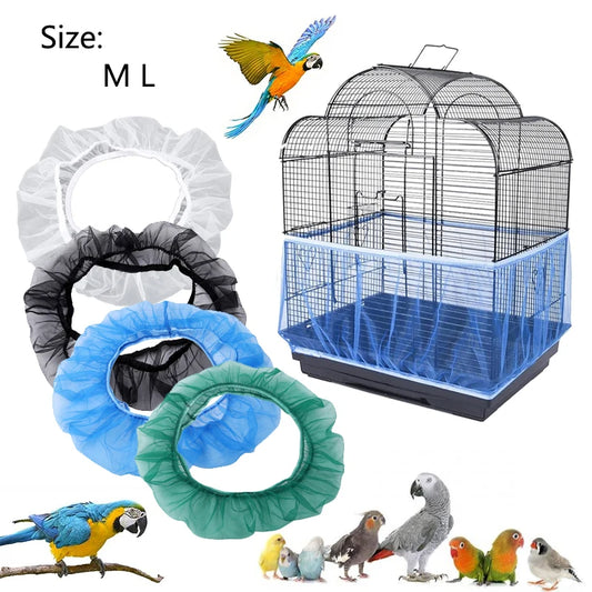 1pcs Mesh Bird Cage Cover Shell Skirt Net Easy Cleaning Catcher Guard Bird Cage Accessories Airy Mesh Bird Cage Net