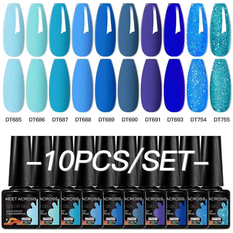 10Pcs Gel Nail Polish Set Macaron Color Semi Permanent UV Gel Varnish For Summer Long Lasting Manicure Kit Soak Off Nail Supplie