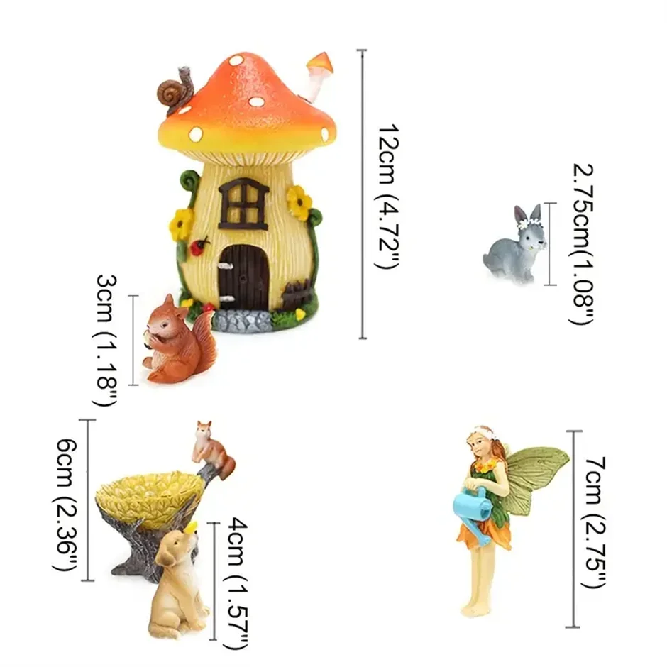 6 Pcs Fairy Garden Accessories Outdoor Kit Miniature Figurines Gnomes Garden Decorations, Fairy Village Mini Fairy Figurines