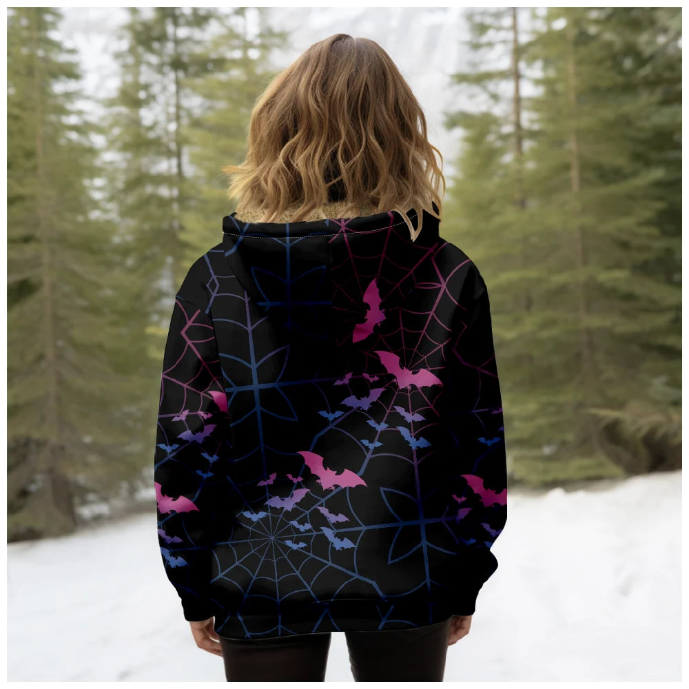 Girls' daily wear comfortable velvet warm thick jacket, warm velvet hooded jacket, black art retro style