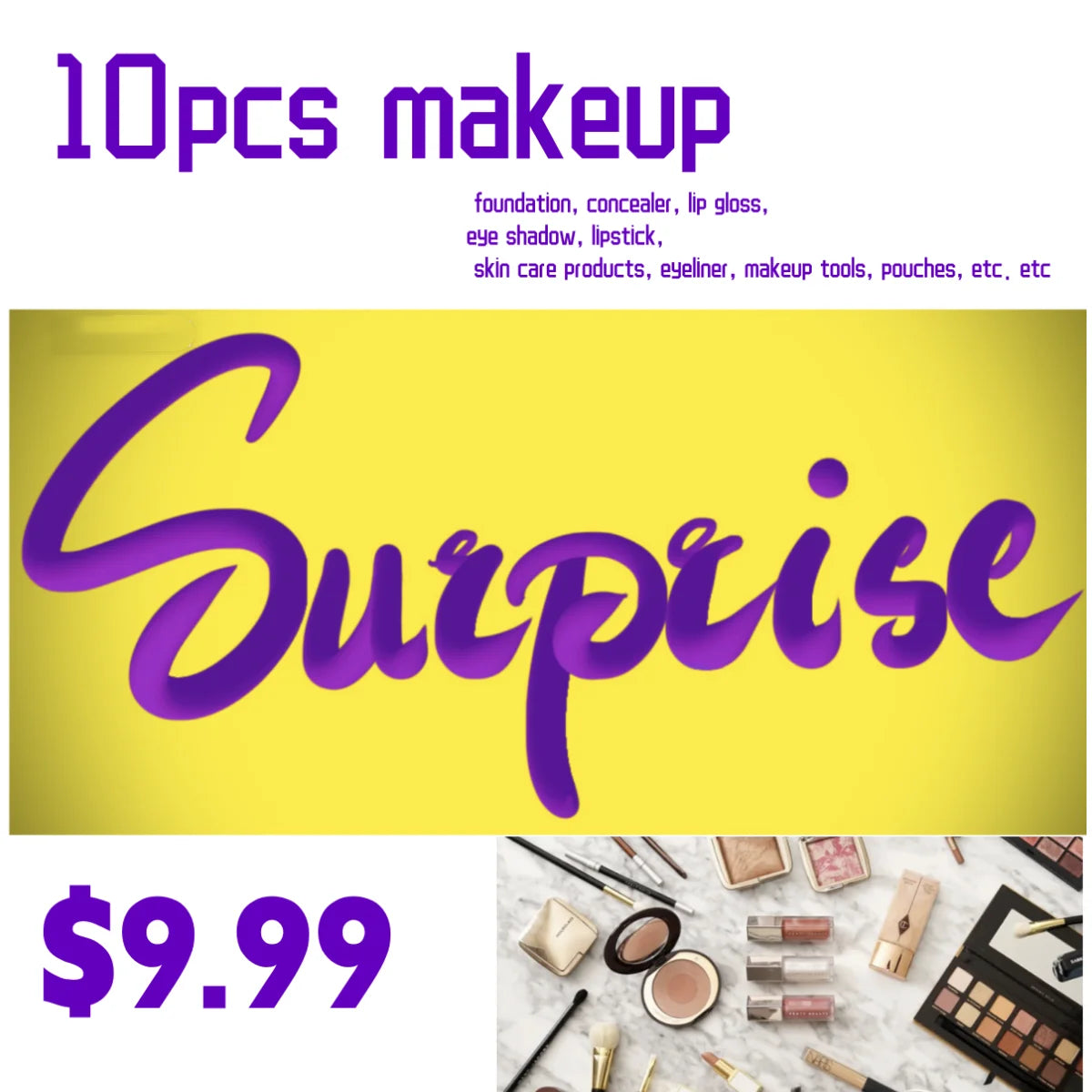 10pcs Brand Makeup Set Surprise Exclusive make up Gift Eyeshadow Palette Lip Gloss Lipstick make up Cosmetic Set Random