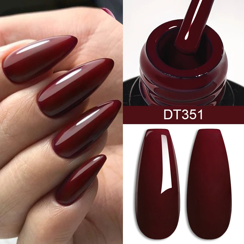 MEET ACROSS 7ml Dark Red Gel Nail Polish Nail Art Gel Burgundy Aunt Red Winter Semi-Permanent Long-Lasting Varnish Manicure