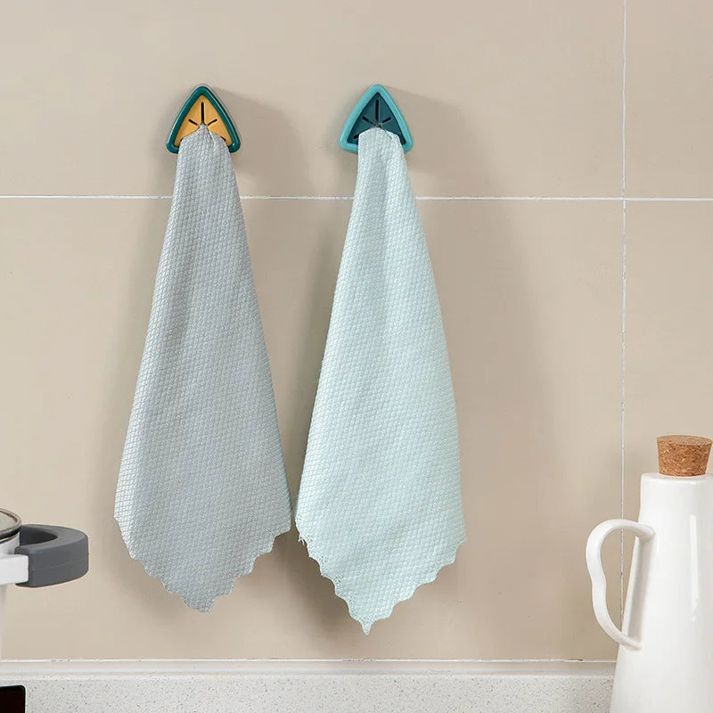 3/6pcs Adhesive Towel Plug Holder Wall Mounted Bathroom Towel Hook Storage Rack Waterproof Kitchen Rag Dishcloth Clip Organizer