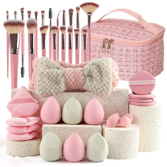 40-Piece Professional Makeup Kit with Cosmetic Case, Complete Makeup Brush Set & Powder Puffs, Essential Beauty Tools