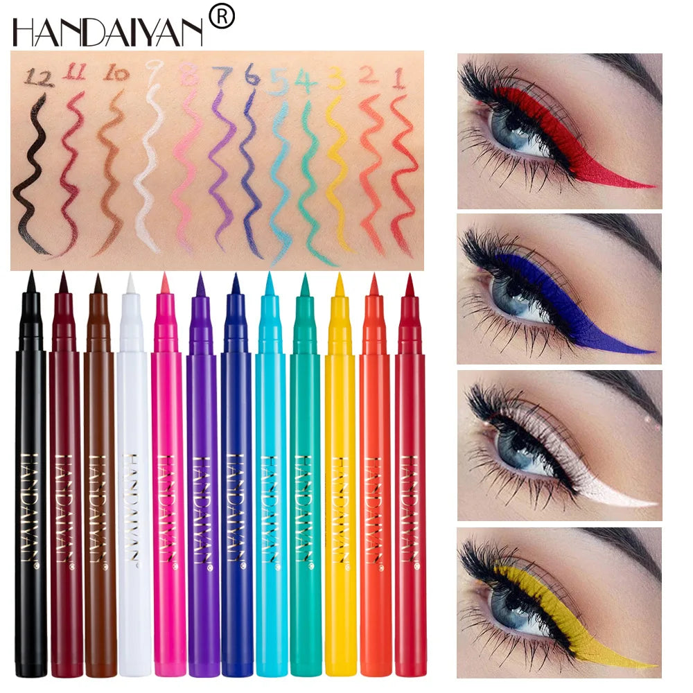 Waterproof Rainbow Matte Colorful Liquid Eye Liner Pencil White Pink Color Eyeliner Pen Makeup Make Up Long-Lasting Cosmetics