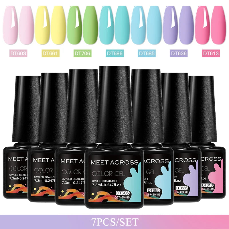 7pcs Gel Nail Polish Set For All Season 7.3ml Semi Permanent UV Gel Varnish Long Lasting Manicure Kit Soak Off Nail Supplies DIY