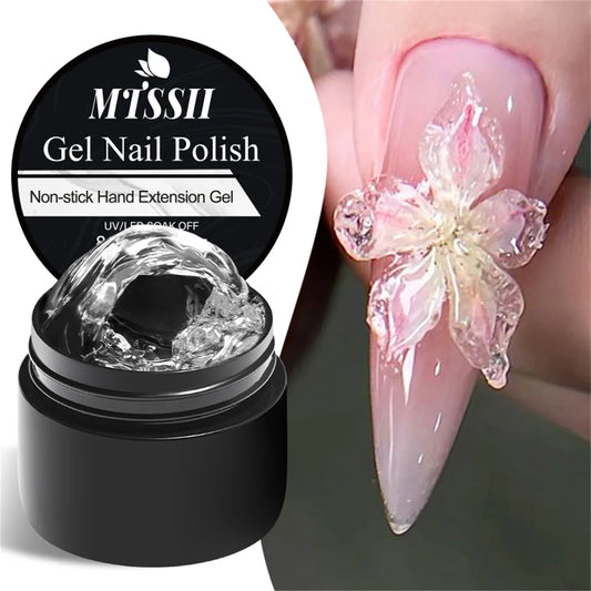 8ml Clear Non Stick Hand Solid Extension Nail Gel Polish Carving Flower Nail Art Building UV Gel Acrylic Varnish Manicure DIY