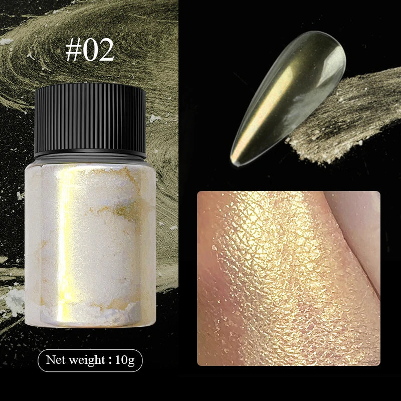 Aurora Pearl Nude Pink White Nails Glitter Dust Chrome Moonlight White Rubbing on Powder Shell Mirror Pigment Nail Art Supplies