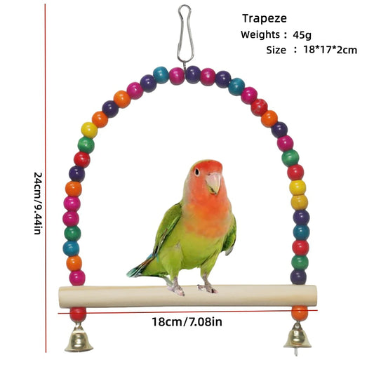 1Pcs Bird Cage Toys for Parrots Wood Birds Swing Reliable Chewable Bite Bridge Wooden Beads Shape Parrot Toy Bird Toys