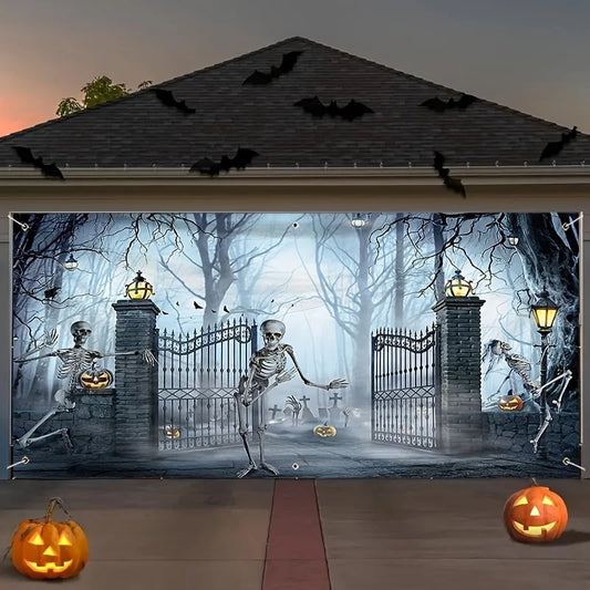 Halloween Horror Garage door banners, large outdoor decorations, party backgrounds and holiday celebration Halloween decorations