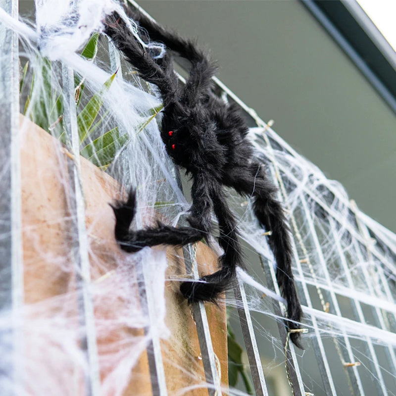 90/75/50/30cm Halloween Black Spider Decoration Big Fake Plush Spider For Halloween Party Outdoor Decor Haunted House Trick Toys