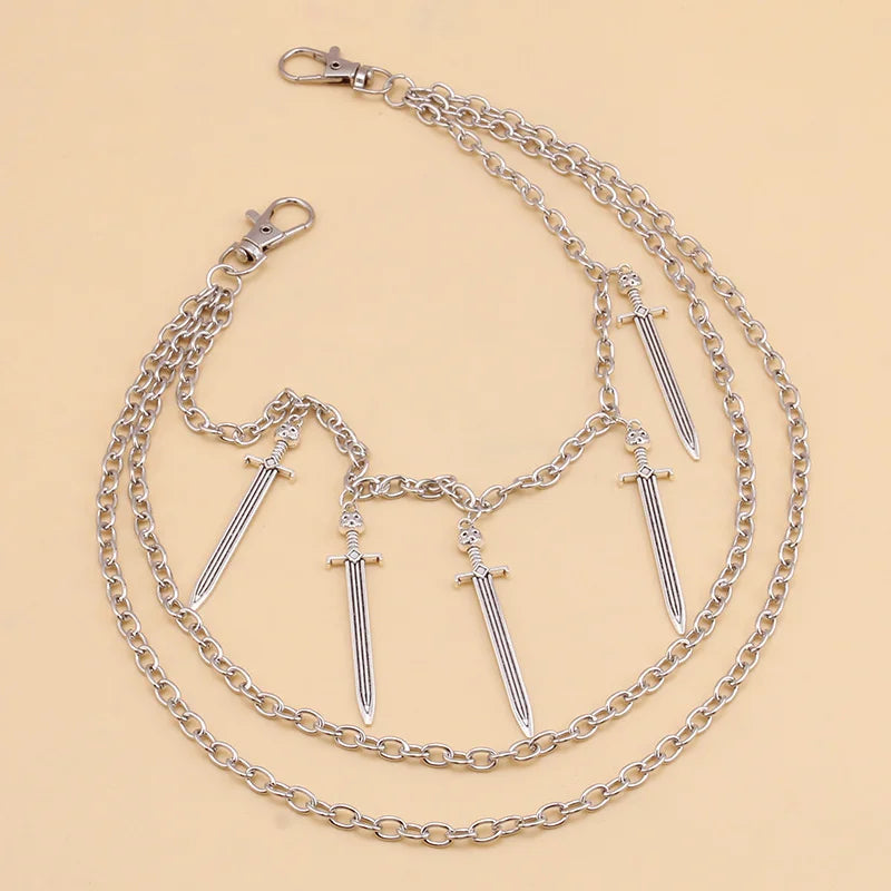 Long Sword Pendant Chain On The Jeans Pants Women Punk Keychains for Men Egirl eBoy Harajuku Grunge  Accessories