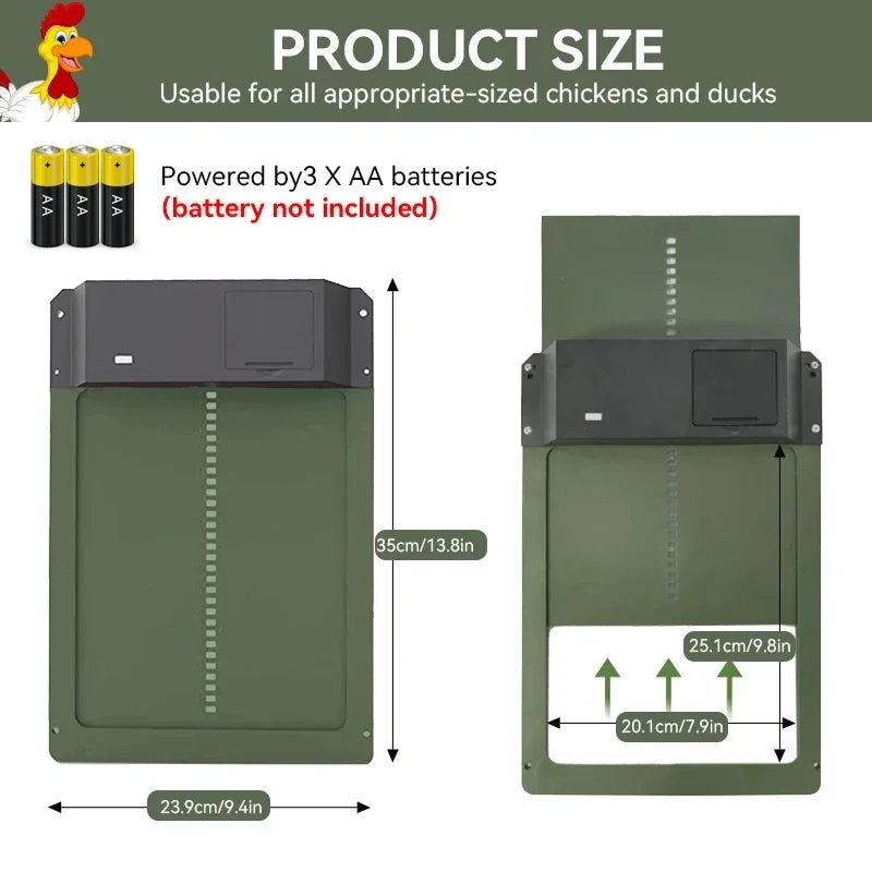 Automatic Chicken Coop Door Chicken Automatic Door Light Sensing Auto Chicken Door Opener Chickens Supplies Battery Powered