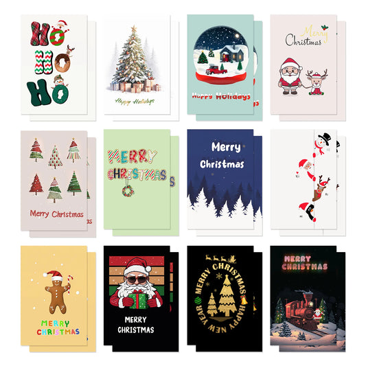 24 Pcs 6x4 inch Christmas Greeting Cards with Envelopes New Year Card Packed in Box