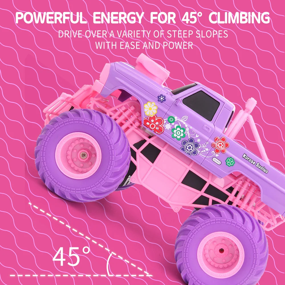 JJRC Pink 2.4G Remote Controlled Electric Car Big Wheel Fast Purple Truck Remote Control Girls Toys For Kids