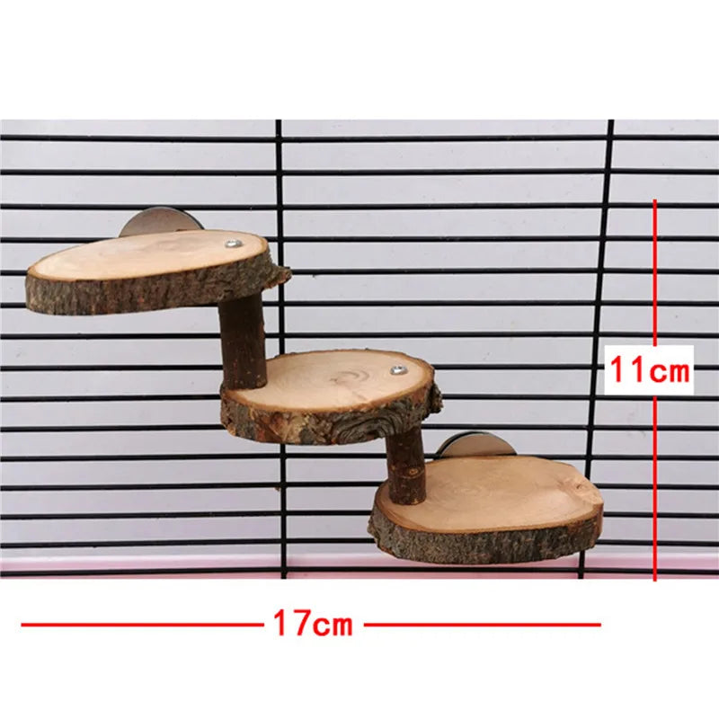 Hamster Wooden Ladder Toy Climbing Stairs Birds Parrot Exercise Perches Stand Platform Teeth Care Molar Toys Cage Accessories