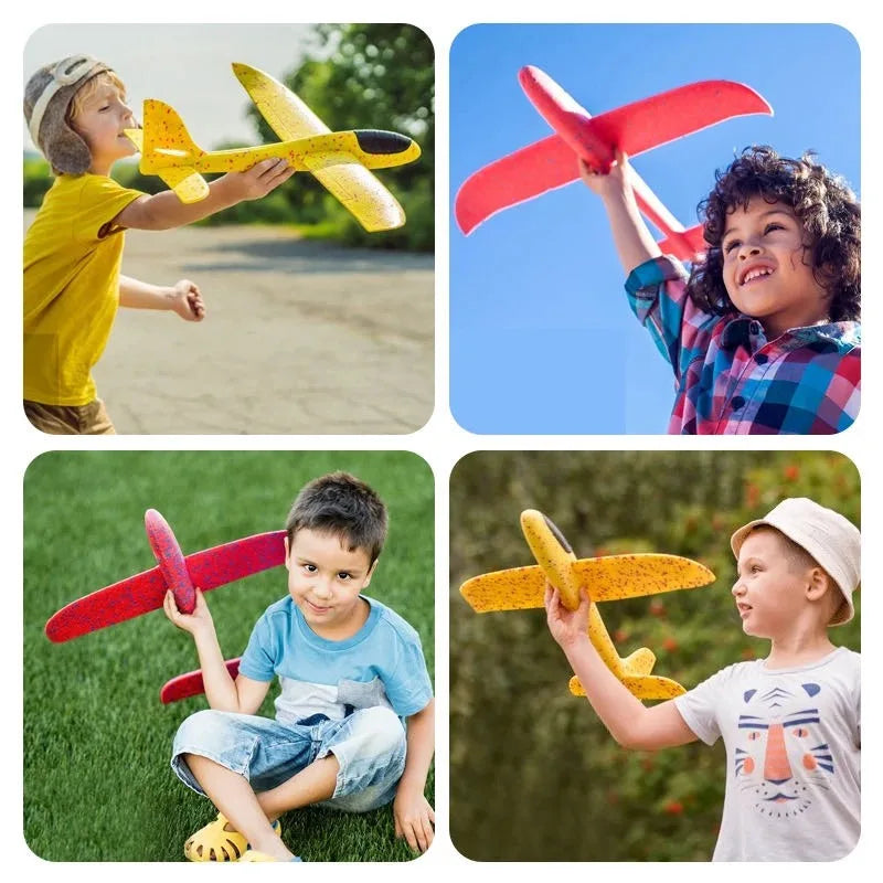 Kids Catapult Plane Toys Gun-style Launching Aircraft Gunner Throwing Aircraft Outdoor Toys for Boys Girls Birthday Xmas Gifts