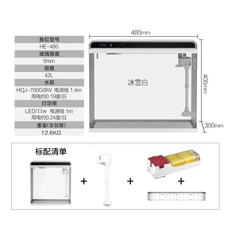 Filterate Vivarium Aquariums Fish Tank Glass Desktop Small Home Aquariums Fish Tank Box Decoration Peceras Fish Products QF50FT